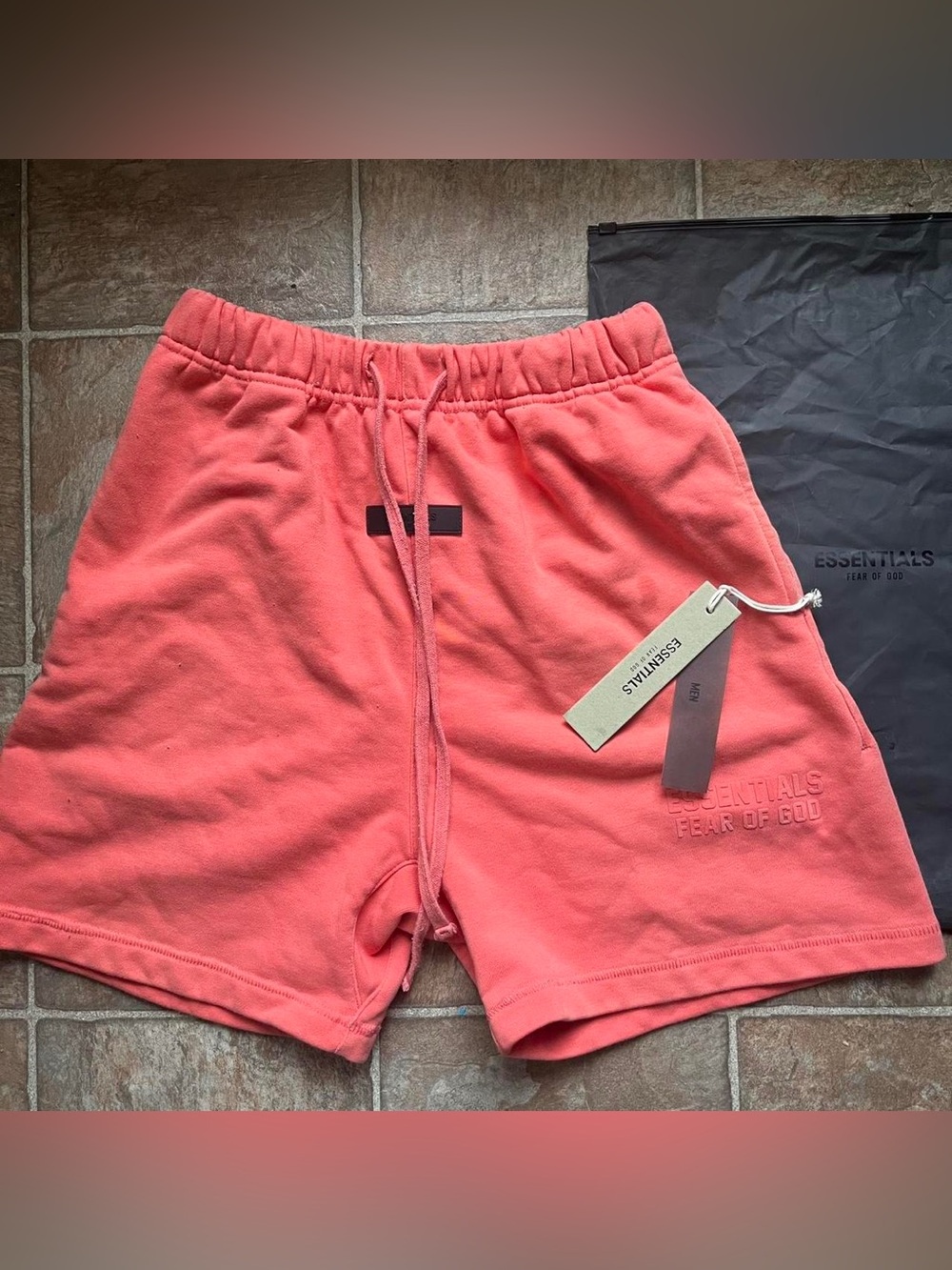 Fear of God Essentials Men's Coral Pink Athletic Shorts
